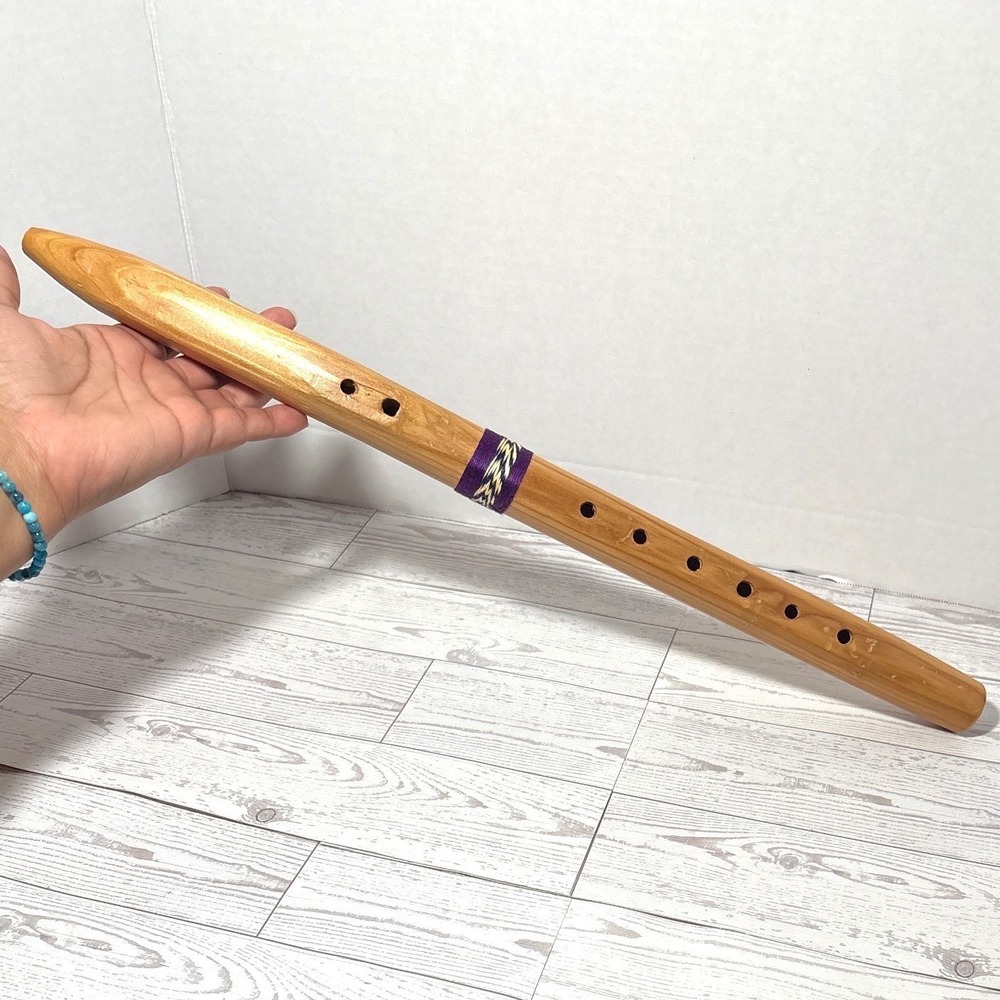 Handmade Wooden Native American Style Flute with Sleeve Case 18.5 Inches - Picture 2 of 9